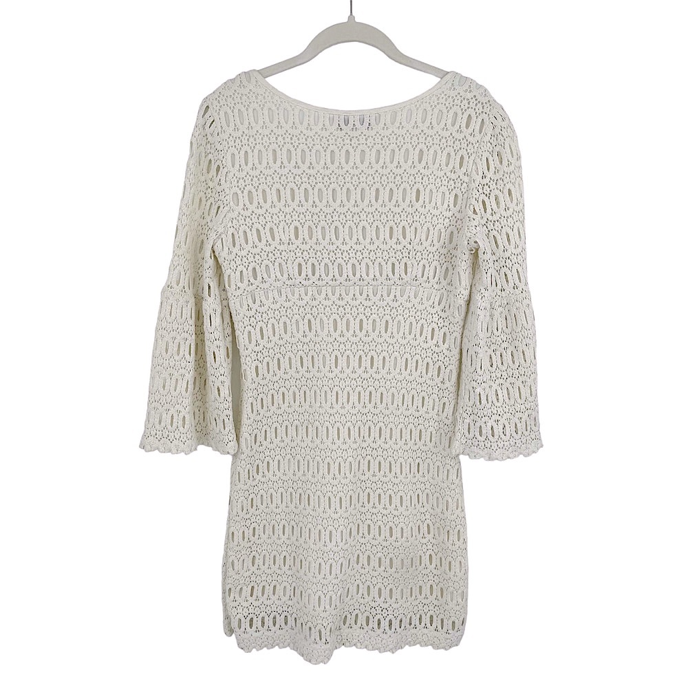 TRINA TURK Off White Cotton Eyelet Crochet Sheath Dress - Size 8 - Picture 5 of 14